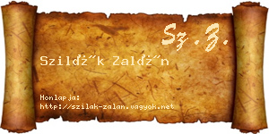 Szilák Zalán névjegykártya